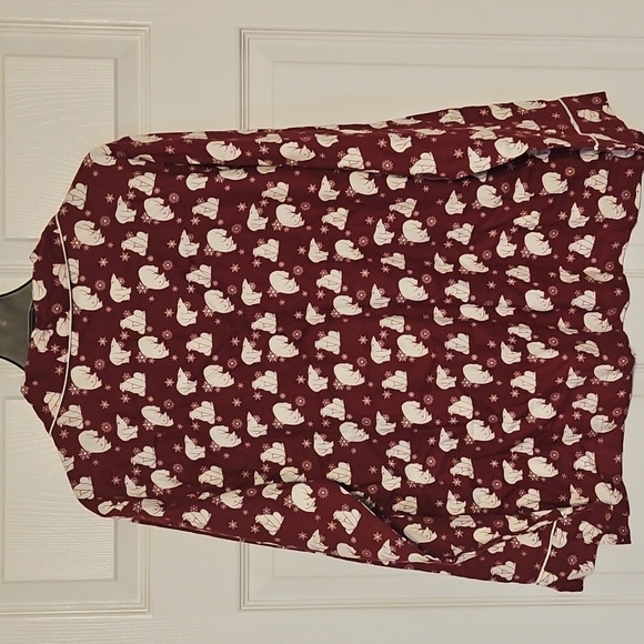 NWT Adore Me Burgundy Pajama Set with White Polar Bear Print - Picture 9 of 14